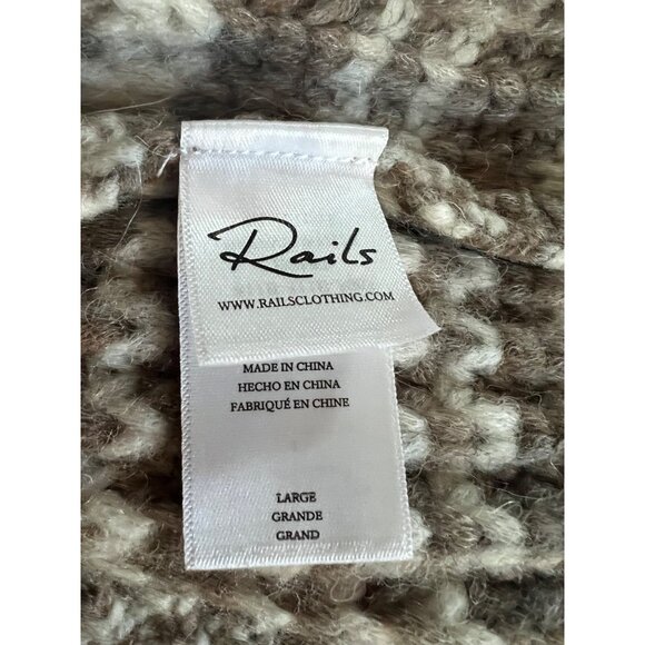 Rails Echo Chunky Roll Neck Pullover Sweater in Brown Striped Womens Size L - Picture 9 of 9